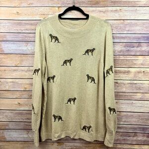 Chico’s Women’s Cashmere Blend Cheetah Embroidered Long Sleeve Sweater 0/S